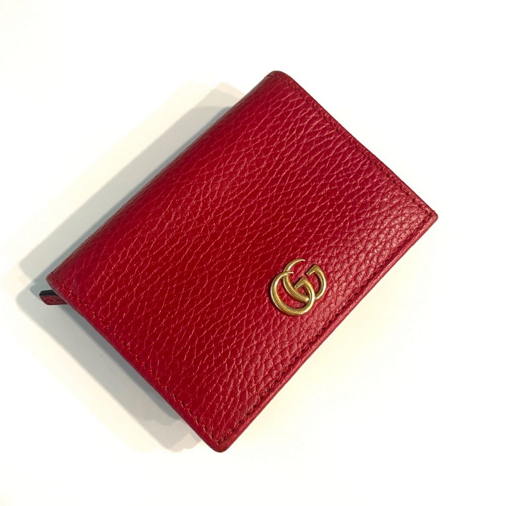 Gucci Leather Card Case Wallet Red